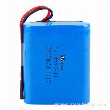 11.1V 2,600mAh 18650 Battery Pack, 18.5 x 54.6 x 67mm